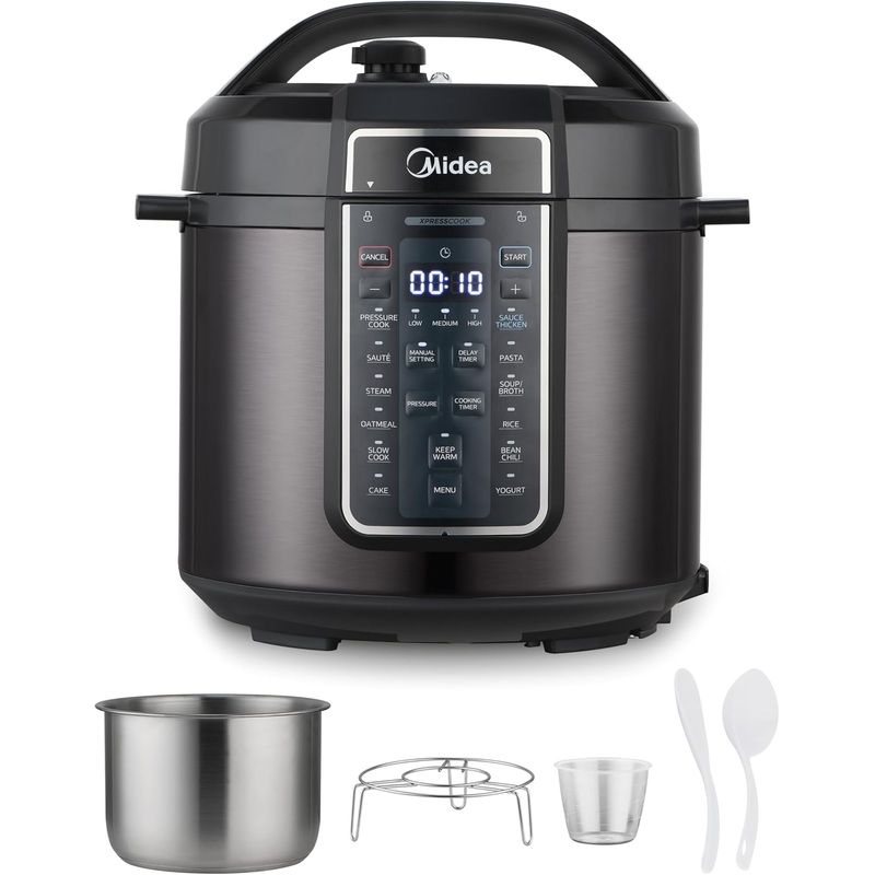 Midea 12-in-1 Electric Pressure Cooker, 6 Quarts, 12 Presets, Multi-Functional Programmable Slow Cooker, Rice Cooker, Steamer, Saut Pan, Yogurt Maker, and More, Stainless Steel | Bigbigmart.com