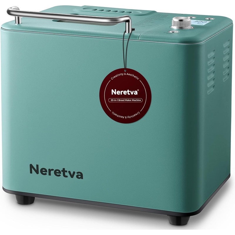 Neretva 20-IN-1 Bread Maker, Dual Heater 2LB Bread Machine Metal Material & Nonstick Ceramic Pan Compact Bread Maker Machines with Gluten Free White Wheat Rye French Pizza Breadmaker Recipe- Green | Bigbigmart.com