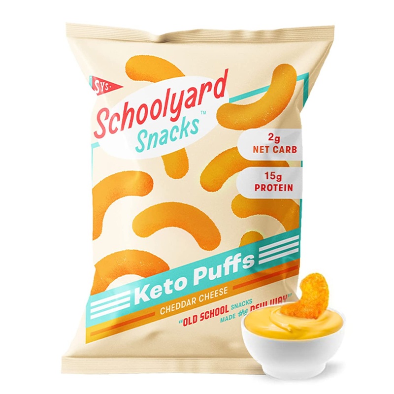 Schoolyard Snacks – Keto Chips, Low Carb, Low Sugar – Healthy Protein Snacks, Gluten Free – 15g Protein, Low Calories – Satisfy Cravings – High Protein Puff Snacks – Cheddar Cheese Flavor – 12 Bags | Bigbigmart.com