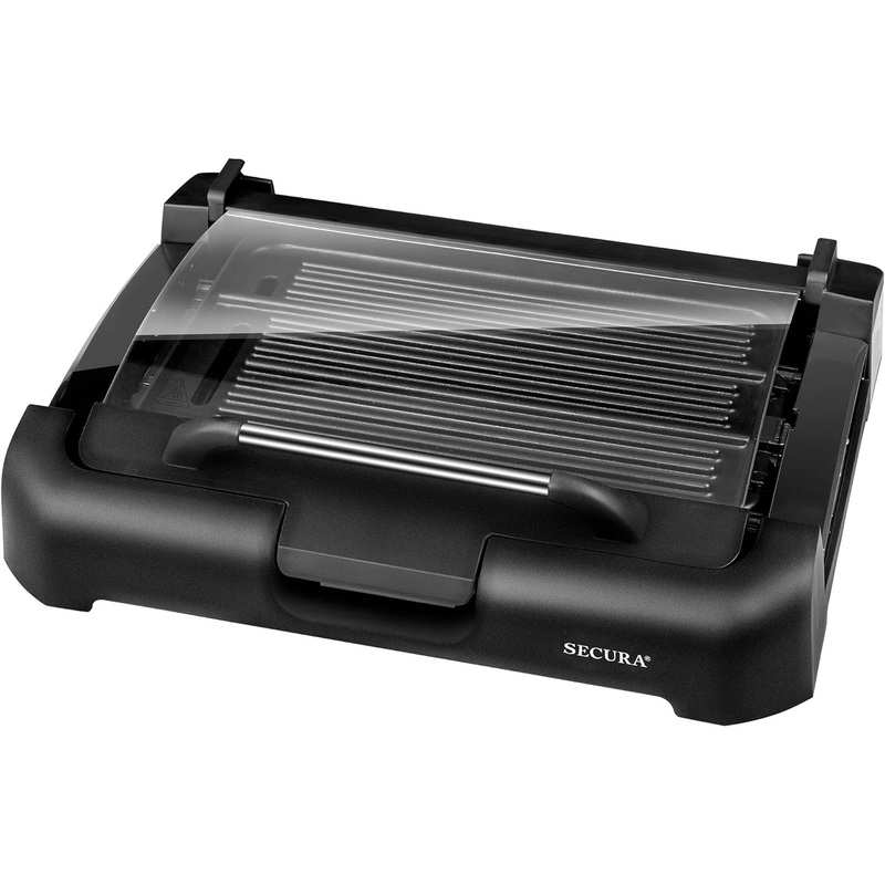 Secura Smokeless Indoor Grill 1800-Watt Electric Griddle with Reversible 2 in 1 Grill and Griddle Plates Plate, Glass Lid, Extra Large Drip Tray (Dishwasher Safe) | Bigbigmart.com