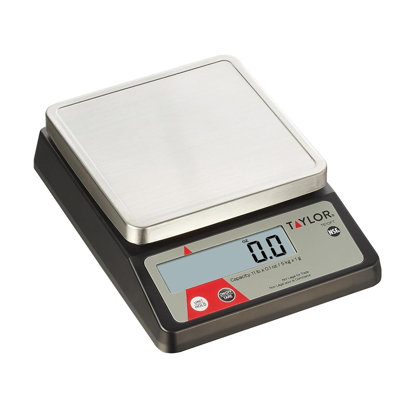 Taylor TE10FT 11-Pound Commercial Digital Portion Control Scale, 11 lb (5 kg) in 0.1 oz (1 g) Food and Cooking Scale, Tare and Hold Function, NSF, Stainless Steel Platform | Bigbigmart.com