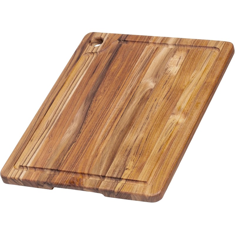 Teakhaus Marine Cutting Board with Juice Groove – Medium Rectangle Cutting Board with Corner Hole – Reversible Teak Edge Grain Wood – Knife Friendly – FSC Certified | Bigbigmart.com