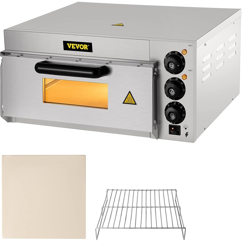 VEVOR Commercial Pizza Oven Countertop, 14 Single Deck Layer, 110V 1300W Stainless Steel Electric Pizza Oven with Stone and Shelf, Multipurpose Indoor Pizza Maker for Restaurant Home Pretzels Baked | Bigbigmart.com