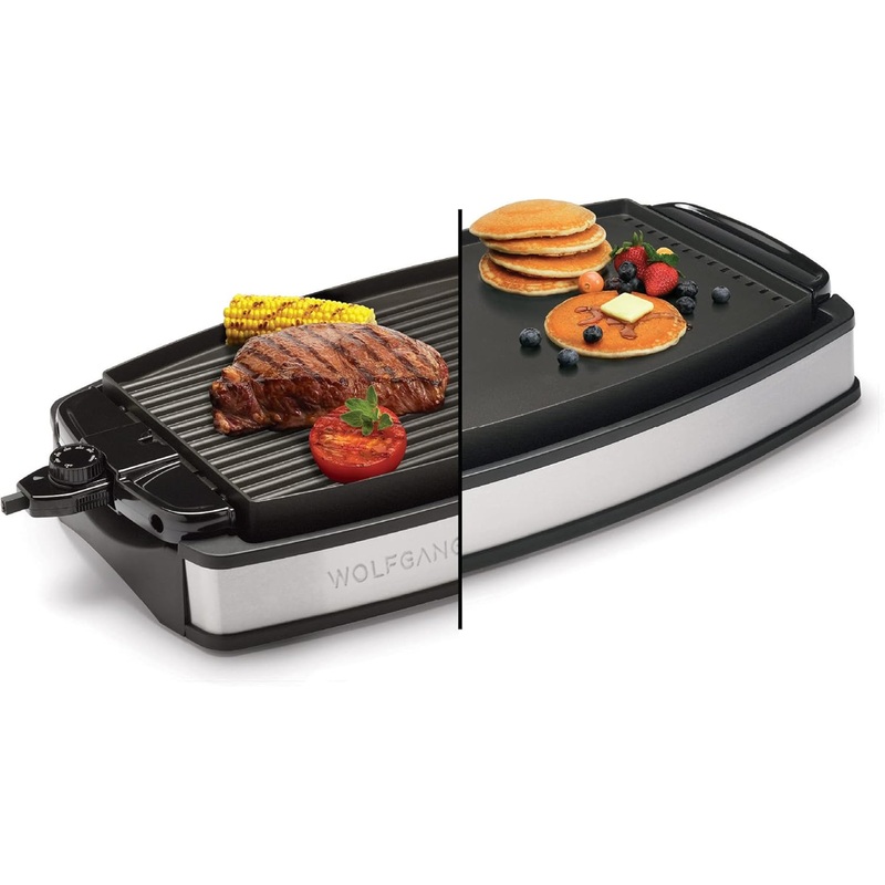 Wolfgang Puck XL Reversible Grill Griddle, Oversized Removable Cooking Plate, Nonstick Coating, Dishwasher Safe, Heats Up to 400F, Stay Cool Handles | Bigbigmart.com