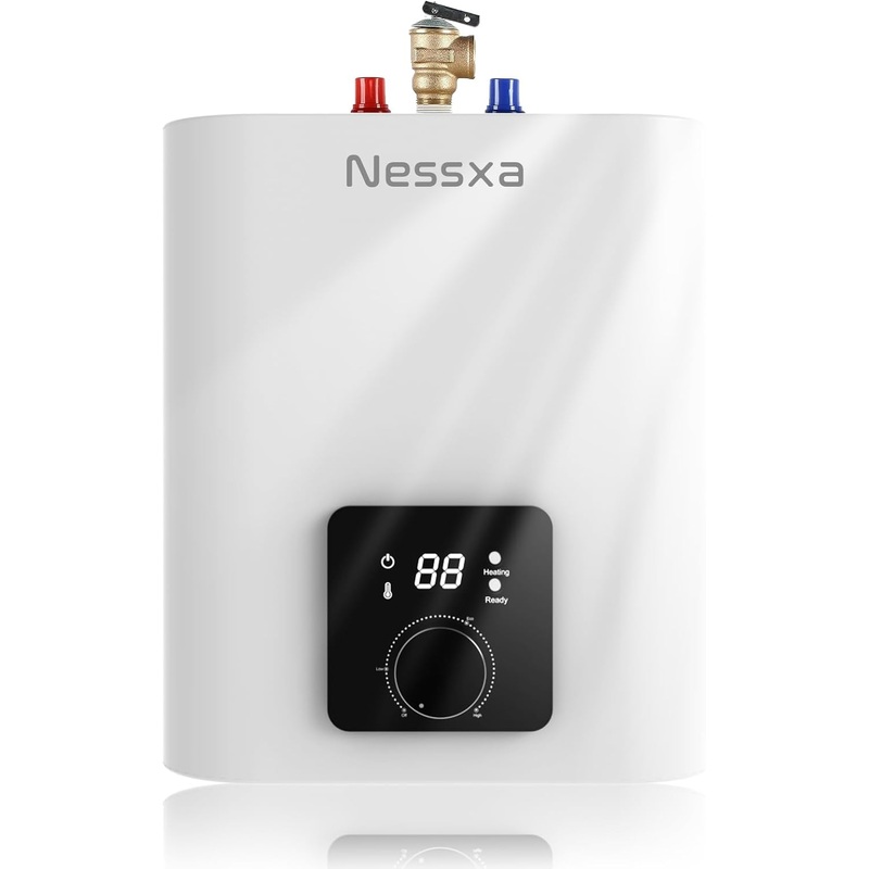 1.6 Gallon Electric Mini Tank Water Heater, 110V 1500W Instant Hot Water Heater, Compact Electric Storage Water Heater, Point of Use On Demand Under Sink Water Heater for Home Kichen Bathroom | Bigbigmart.com