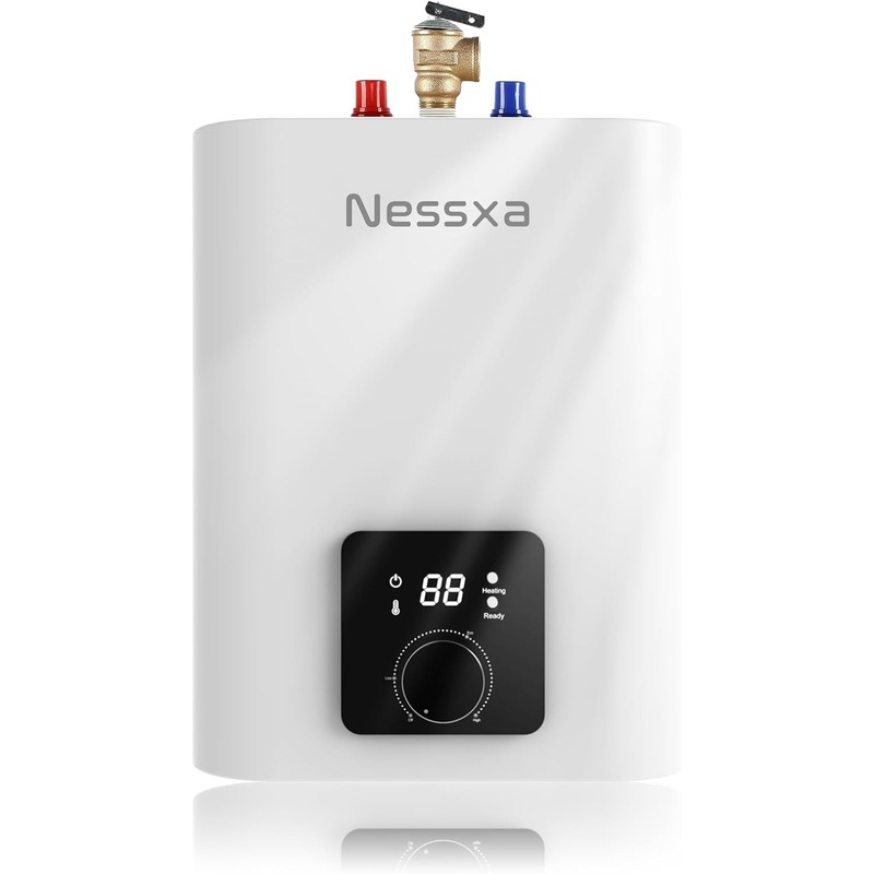 2.65 Gallon Electric Mini Tank Water Heater, 110V 1500W Instant Hot Water Heater, Compact Electric Storage Water Heater, Point of Use On Demand Under Sink Water Heater for Home Kichen Bathroom | Bigbigmart.com