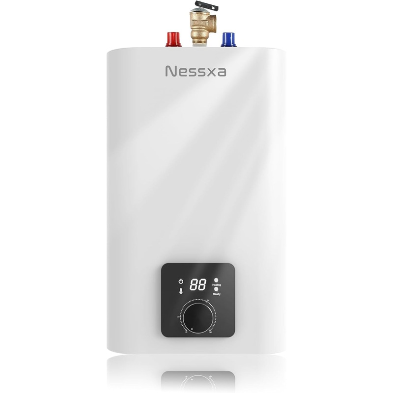 8 Gallon Electric Mini Tank Water Heater, 110V 1500W Instant Hot Water Heater, Compact Electric Storage Water Heater, Point of Use On Demand Under Sink Water Heater for Home Kichen Bathroom | Bigbigmart.com
