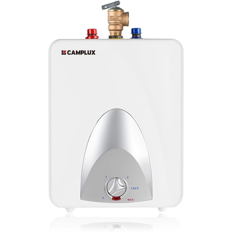 CAMPLUX Electric Mini Tank Water Heater 2.5 Gallons (ME25), Eliminate Time for Hot Water – Shelf, Wall or Floor Mounted | Bigbigmart.com