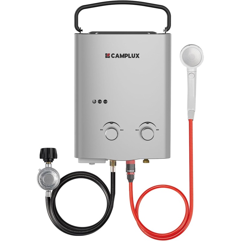 CAMPLUX Portable Tankless Water Heater, 1.32 GPM Outdoor Propane Water Heaters for Camping, 5L, Gray, AY132G | Bigbigmart.com
