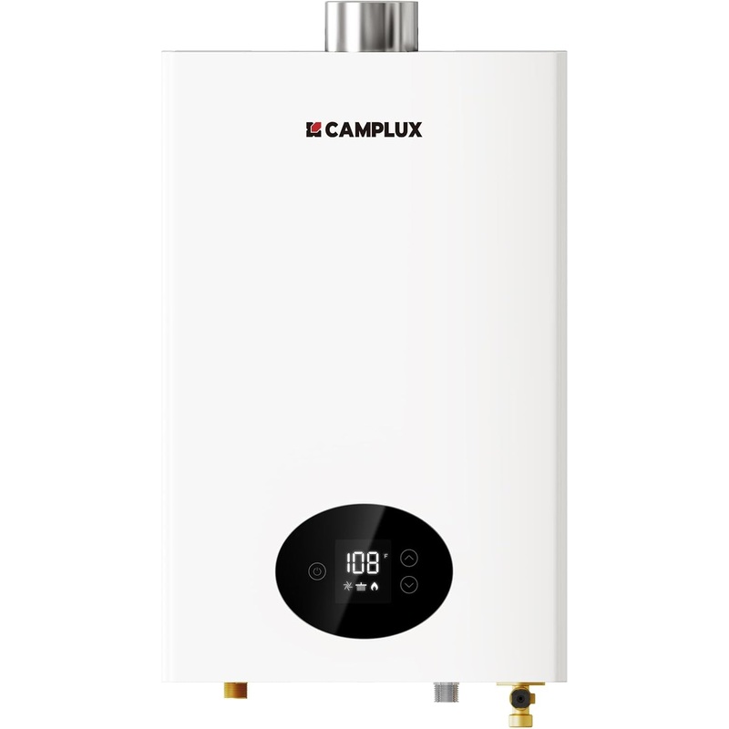 CAMPLUX Tankless Water Heater Propane 3.6 GPM, 82,000 BTU On Demand Hot Water Heater Propane, 2-3 Points Gas Tankless Water Heater Indoor, White | Bigbigmart.com