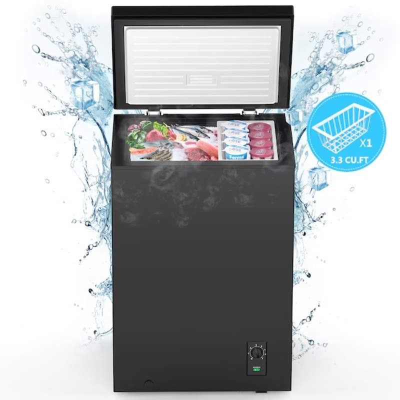 COWSAR LSD58CF97B 3.5-Cu. Feet Garage Ready Manual Defrost Chest Freezer ( Black ) | Bigbigmart.com