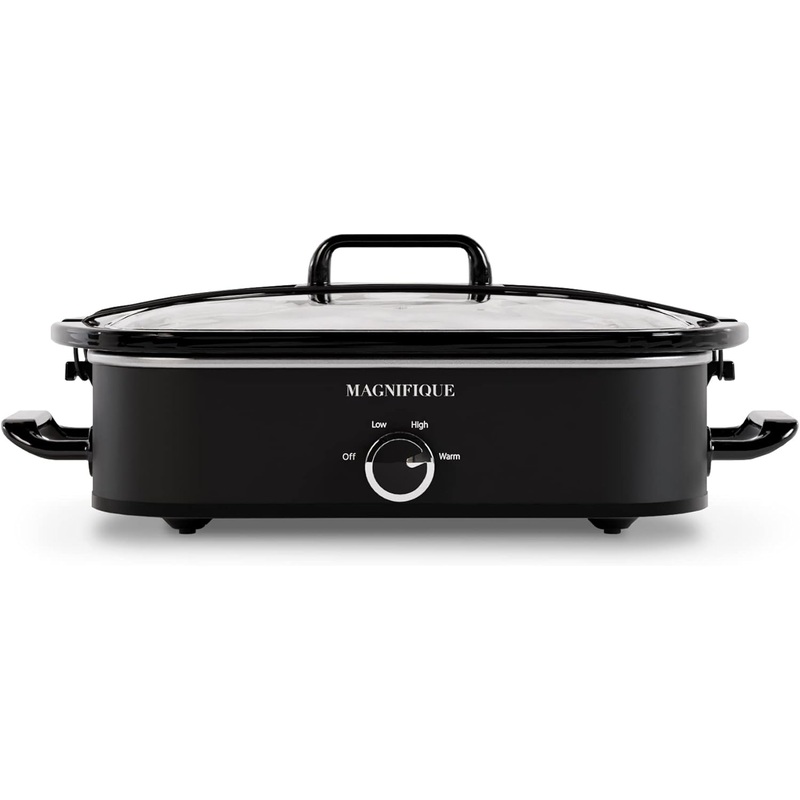 Magnifique 4-Quart Slow Cooker with Casserole Manual Warm Setting – Perfect Kitchen Small Appliance for Family Dinners, Dishwasher Safe Crock, Black | Bigbigmart.com