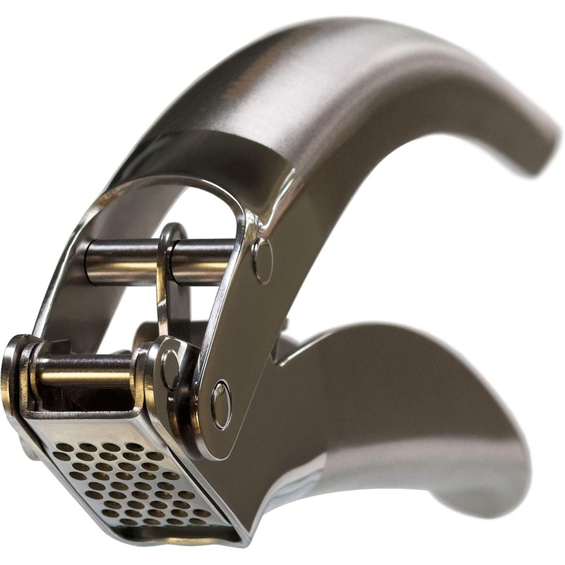 MANNKITCHEN Stainless Steel Garlic Press, Heavy Duty Professional Grade Double Lever-Assisted Garlic Mincer with High Capacity Reservoir – Easy to Clean and Rust Free Garlic Crusher | Bigbigmart.com