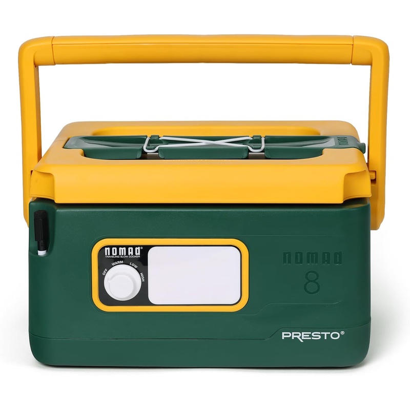 Presto 06019 8-Quart Nomad Traveling Slow Cooker, Locking Lid, Dry Erase Board, Green/Gold | Bigbigmart.com