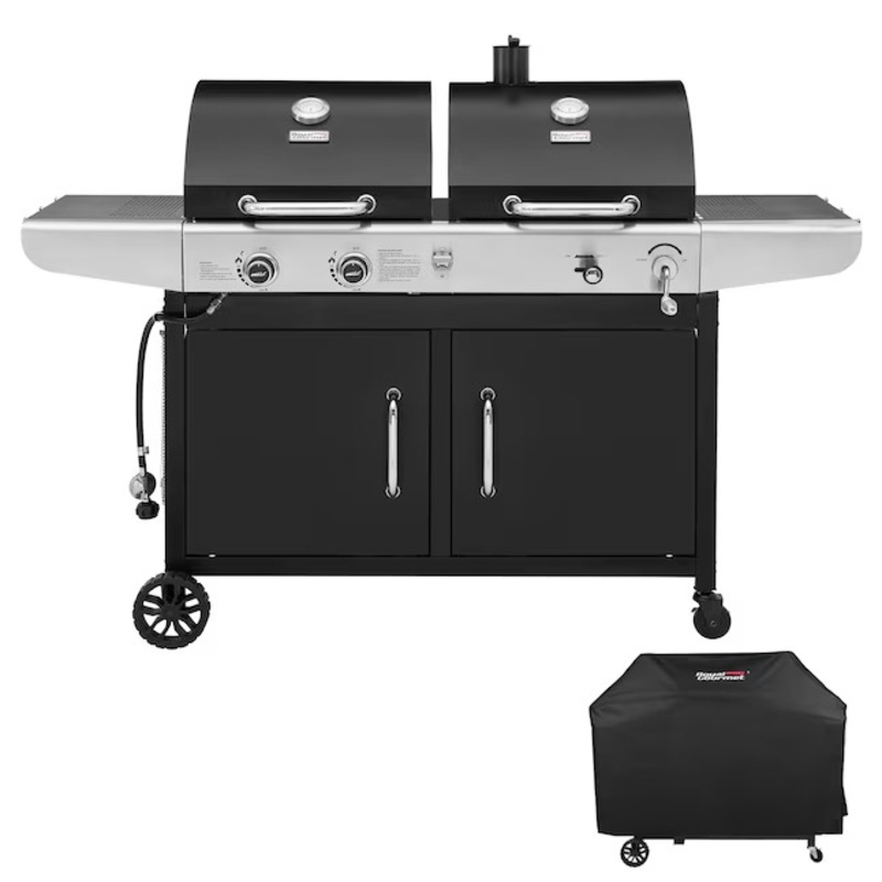 Royal Gourmet ZH3002C Cabinet Style Dual Fuel Series with Cover Black Liquid propane and charcoal Combo Grill | Bigbigmart.com