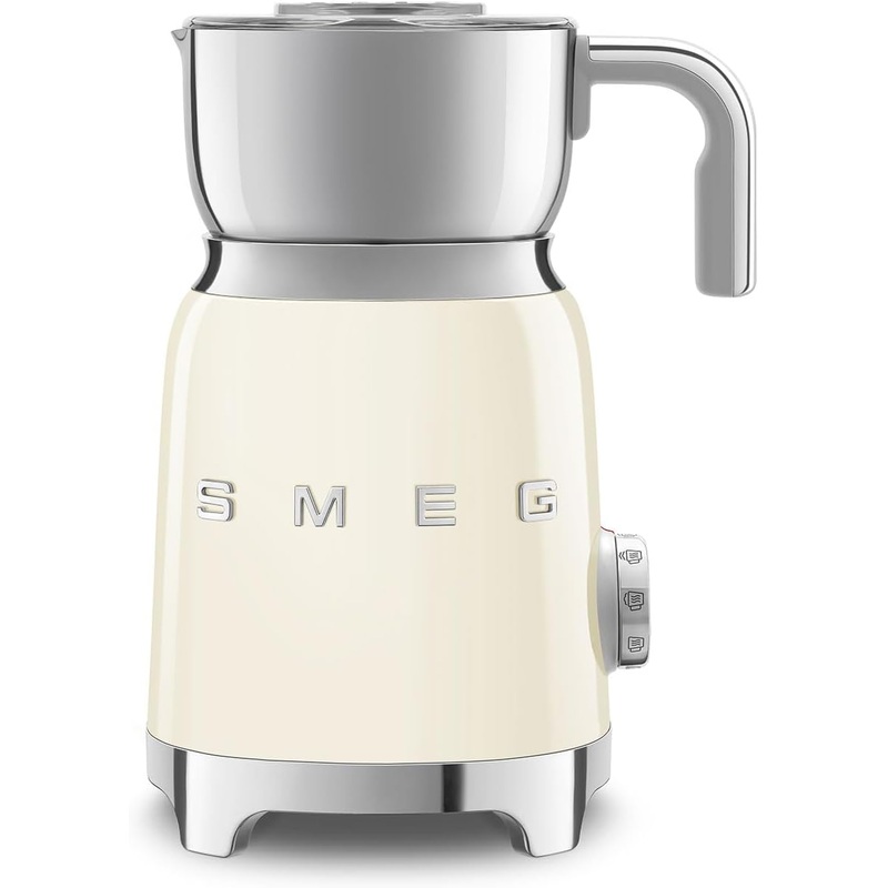 SMEG Retro 50’s Style Milk Frother with 2 Disks 6 Preset Programs Hot or Cold Frothing and Induction Heating (Cream) | Bigbigmart.com