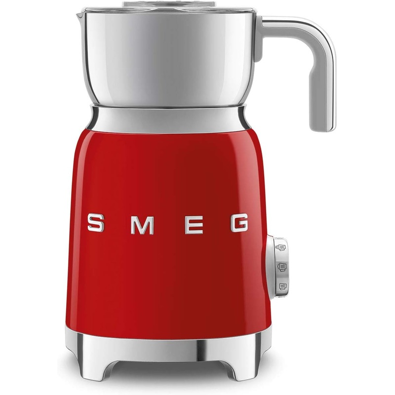 SMEG Retro 50’s Style Milk Frother with 2 Disks 6 Preset Programs Hot or Cold Frothing and Induction Heating (Red) | Bigbigmart.com