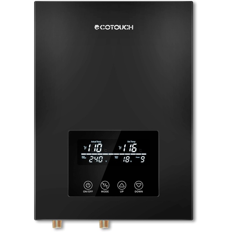 Tankless Electric,ECOTOUCH 9KW 240V On Demand, Self-Modulating Instant Hot Water Heater ECO90 Black | Bigbigmart.com