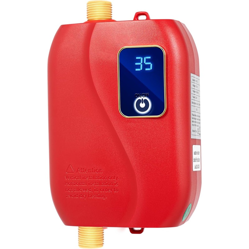 Tankless Electric Water Heater 110V 3000W Under Sink On Demand Instant Hot Water Heater with LED Display for Bathroom Kitchen Washing, Bars, Schools, Hospitals, Hair Salons (Black) | Bigbigmart.com
