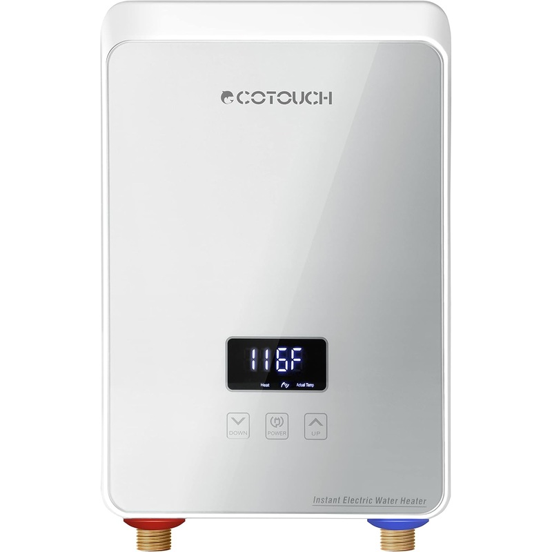 Tankless On Demand Water Heater Electric 240V, ECOTOUCH 5.5KW Hot Water Heater For Sink, Electric Instant Hot Water Heater, Overheating Protection, Sliver | Bigbigmart.com