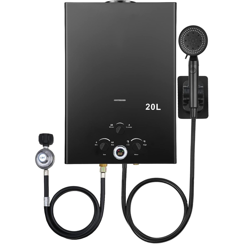 Tankless Water Heater 5.26GPM 20L Outdoor Portable GasHot Water Heater Instant Propane Water Heater with Digital Display Multi-Protection for Camping Trips Boat Cabins | Bigbigmart.com