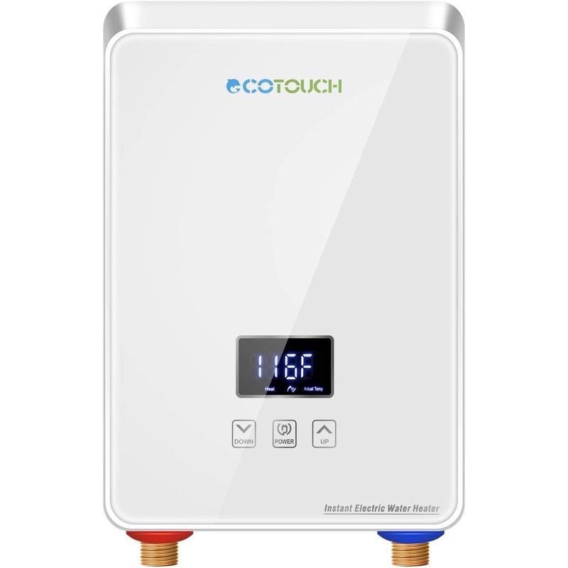 Tankless Water Heater 5.5kw 240V, ECOTOUCH Point-of-Use Digital Display,Electric Instant Hot Water Heater with Self-modulating,Overheating Protection,White | Bigbigmart.com