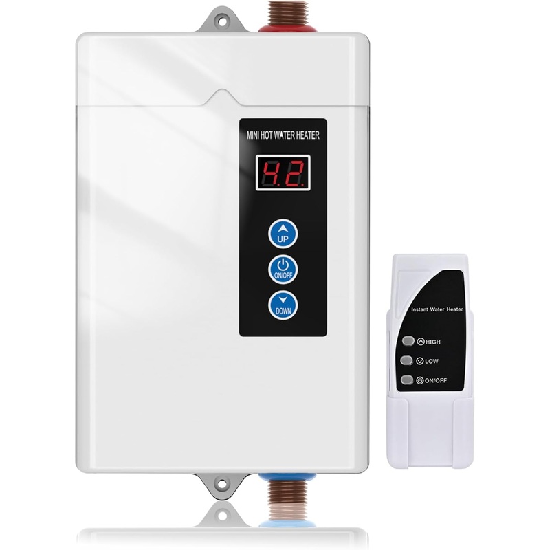 Tankless Water Heater Electric, 3000W 110V Instant Hot Water Heater Under Sink, On Demand Water Heater With Remote Control, Mini Water Heater Electric Tankless Under Sink for RV, Kitchen (White) | Bigbigmart.com