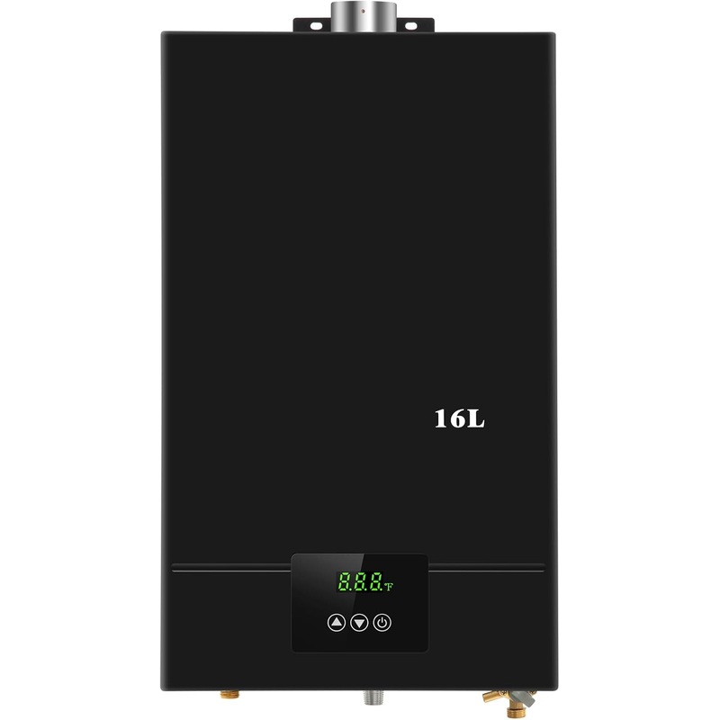 Tankless Water Heater Propane, 4.21GPM 16L Indoor,Instant Hot Propane Gas Water Heater,Constant Propane Water Heater with Fahrenheit Digital Display,Multi-Protection (Black) | Bigbigmart.com