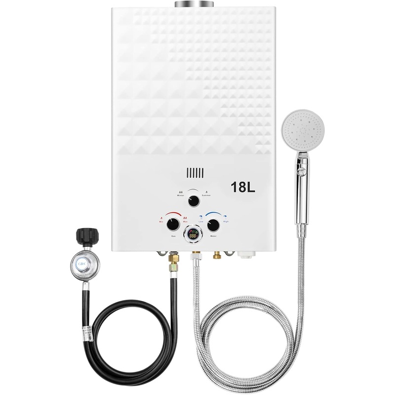 Tankless Water Heater Propane 4.74GPM 18L Outdoor Portable GasHot Water Heater Instant Propane Water Heater with Digital Display Multi-Protection for Camping Trips Boat | Bigbigmart.com
