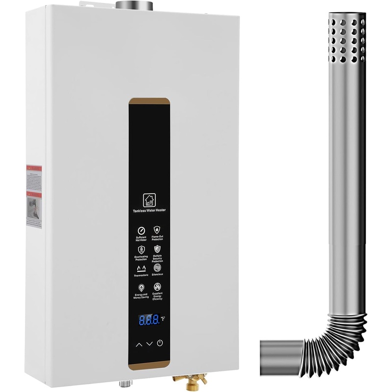 Tankless Water Heater Propane,Instant Hot Propane Gas Water Heater,Indoor 3.18 GPM,Constant Propane Water Heater with Fahrenheit Digital Display,Multi-Protection (White) | Bigbigmart.com
