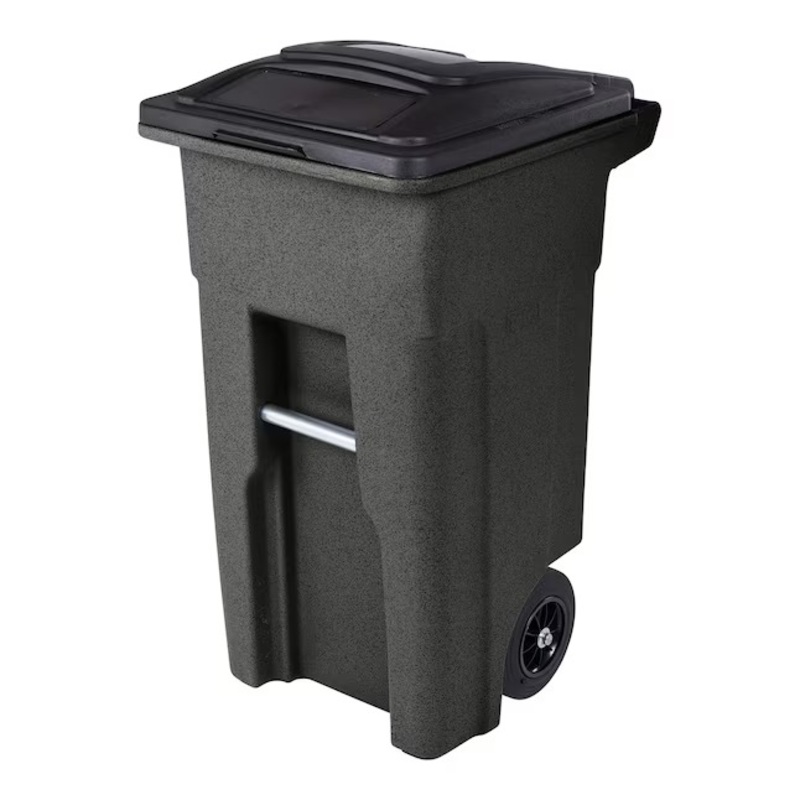 Toter 32-Gallon Blackstone Plastic Wheeled Indoor/Outdoor Hinged Lid Trash Can | ANA32-10767 | Bigbigmart.com