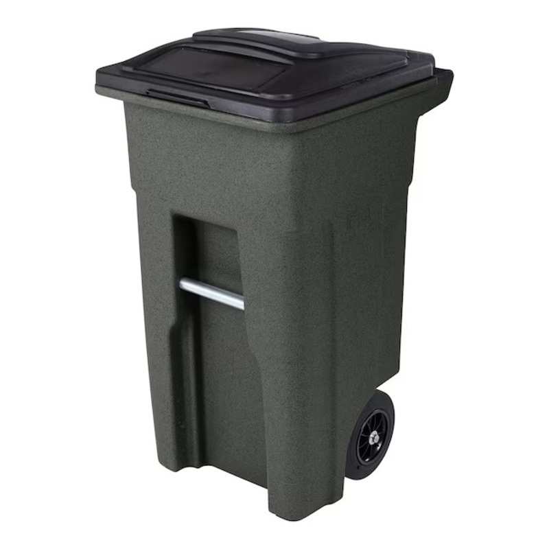 Toter 32-Gallon Greenstone Plastic Wheeled Indoor/Outdoor Hinged Lid Trash Can | ANA32-55410 | Bigbigmart.com