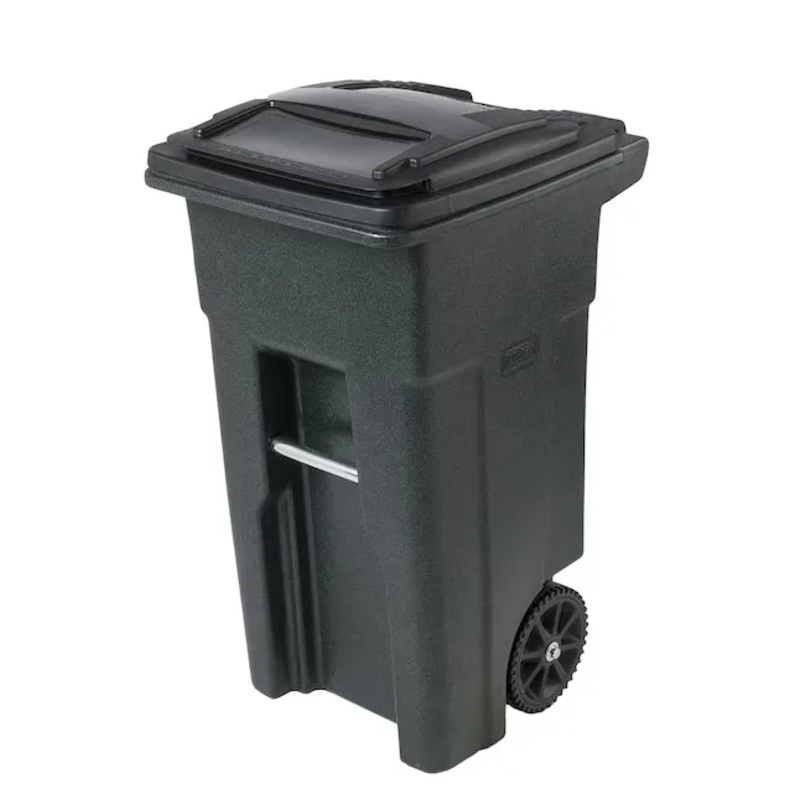 Toter 79232-R2200 32-Gallon Black Plastic Wheeled Indoor/Outdoor Hinged Lid Trash Can | Bigbigmart.com