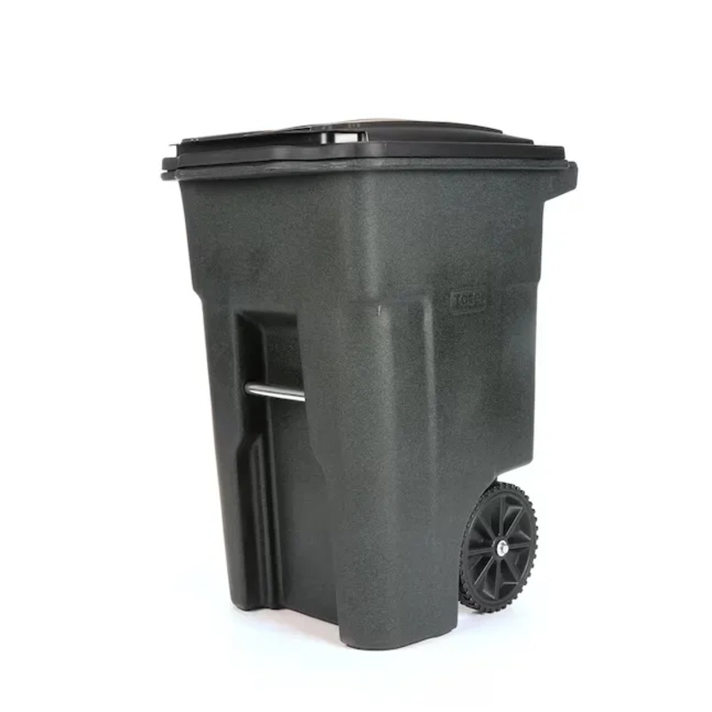 Toter 79248-R2200 48-Gallon Black Plastic Wheeled Indoor/Outdoor Hinged Lid Trash Can | Bigbigmart.com