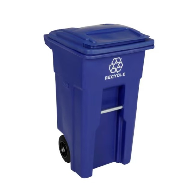 Toter ANA32-02BLU 32-Gallon Blue/Recycle Resin Wheeled Outdoor Hinged Lid Trash Can | Bigbigmart.com