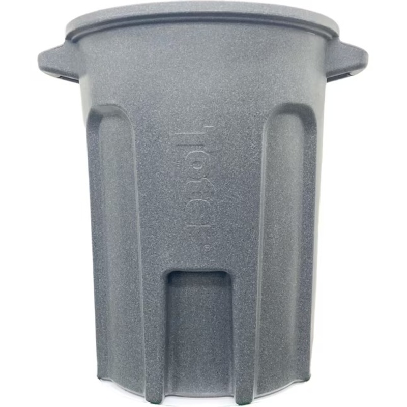 Toter RND55-B0149 55-Gallon Dark Gray Granite Resin Outdoor Lidless Trash Can | Bigbigmart.com
