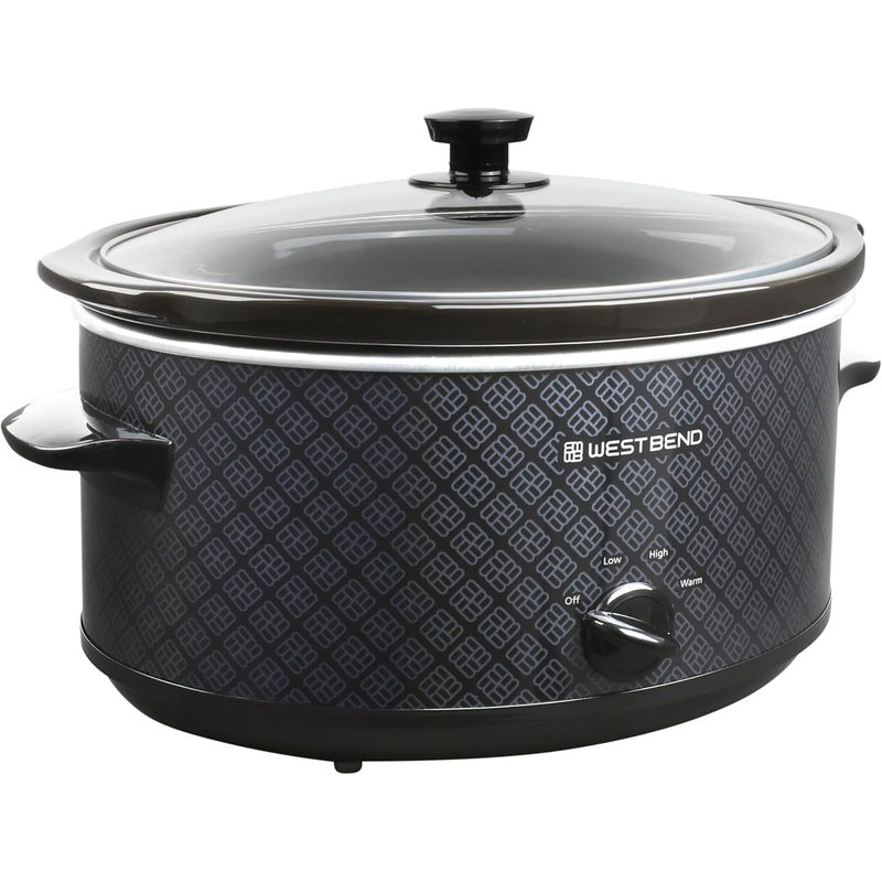 West Bend Slow Cooker 6-Quart Manual Crockery Style with Dishwasher Safe Oval Ceramic Crockpot and Glass Lid Two Temperature Settings Plus Keep Warm, 330-Watts, Black | Bigbigmart.com