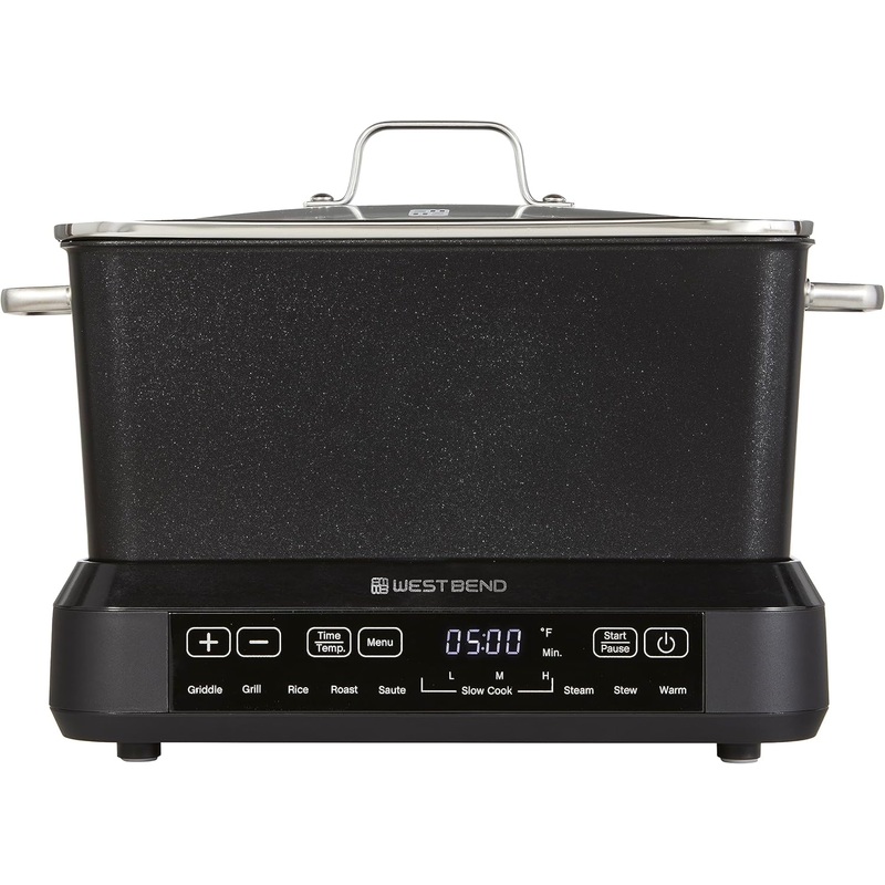 West Bend Versatility Plus Slow Cooker, Large-Capacity Non-Stick Multicooker with Variable Temperature Control, 20 Cooking Functions, 6-Quart, Black | Bigbigmart.com
