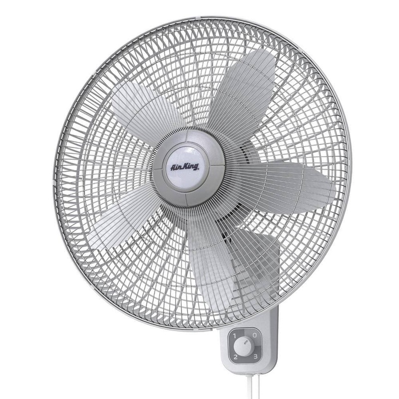 Air King 9018 18 in. 3 Speed Oscillating Wall Mount Fan with Adjustable Head, Commerical Grade Speed, and Easy Assembly in Gray | Bigbigmart.com