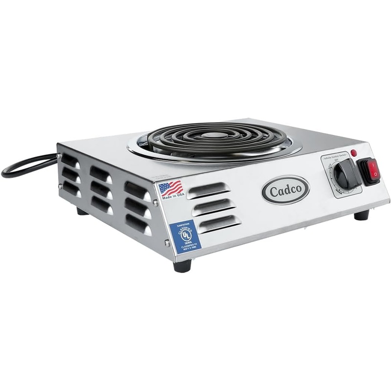 Cadco CSR-3T 14 Electric Portable Countertop Hi-Power Hot Plate w/One Tubular Burner for Restaurant Hotel Food Truck Concession Kiosk, Stainless Steel, 120v | Bigbigmart.com