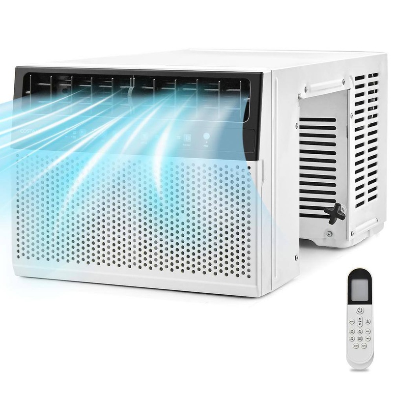 Costway N4-AH-10NWR1U1-IT 6,300 BTU 115V Through the Wall AC Window Air Conditioner Cools 250 sq. ft. with Remote Control and LED Panel in White | Bigbigmart.com
