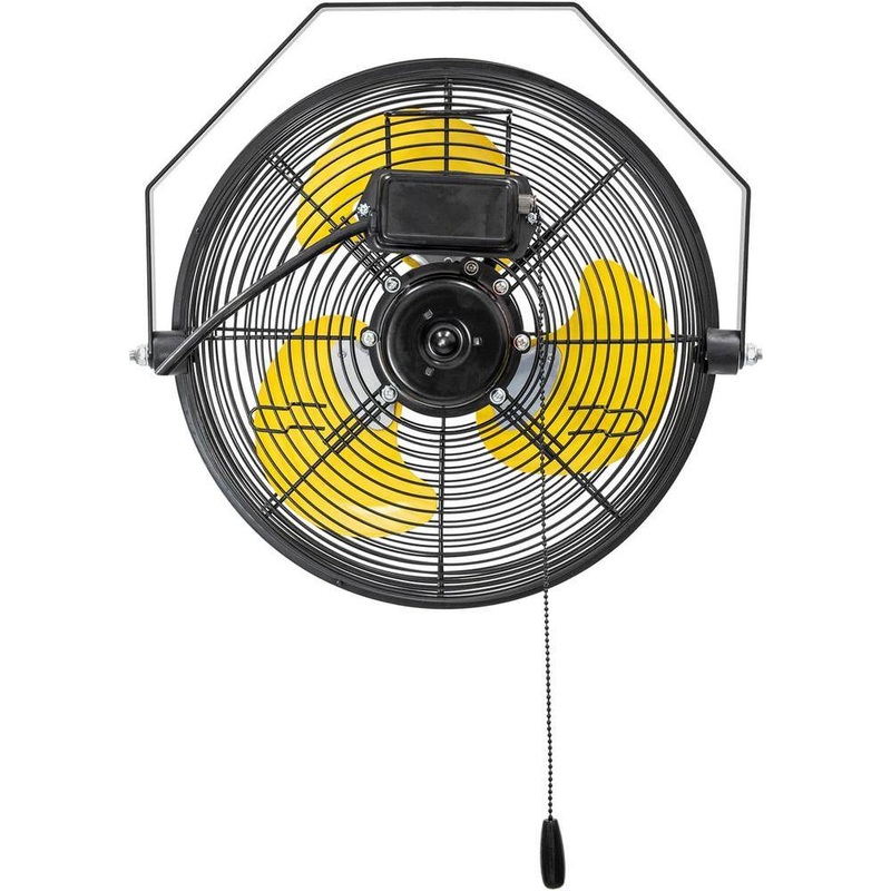 Edendirect ABC-W12A 12 in. 3-Speeds Wall Fan in Yellow with IP44 Enclosure Motor, Metal Structure, 180-Degree Tilting, 6 ft. SJT Power Cord | Bigbigmart.com