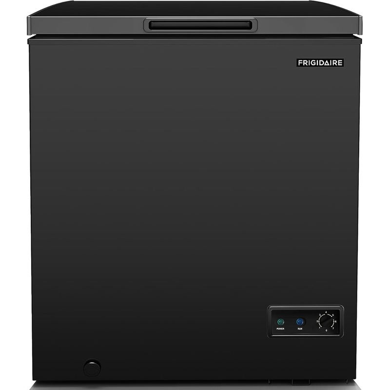 FRIGIDAIRE EFRF5003-BLACK Chest Deep Freezer-Garage-Ready, 5.0 Cu. Ft. Capacity, Black-Adjustable Thermostat-Removable Vinyl Coated Wire Basket-Easy Defrost Drain | Bigbigmart.com