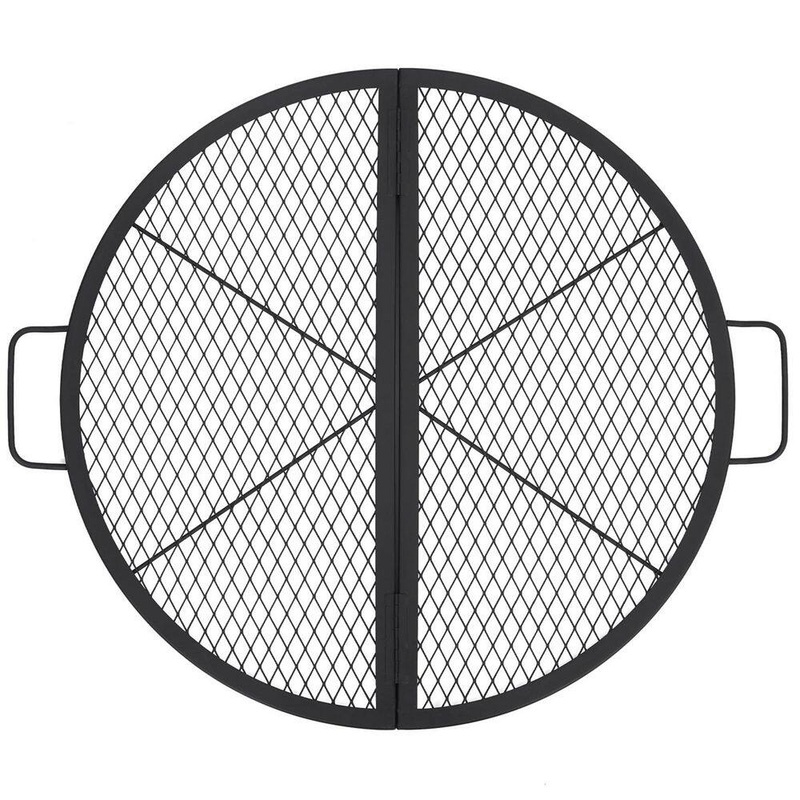 Garvee 36 in. Foldable Round Cooking Grate for Fire Pit, Cross-Marks Campfire Grill Grate with Handle | Bigbigmart.com
