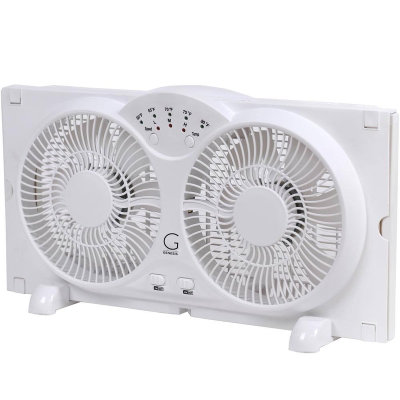 GENESIS A1WINDOWFAN Twin Window Fan with 9 in. Blades Adjustable Thermostat and Max Cool Technology ETL Certified | Bigbigmart.com