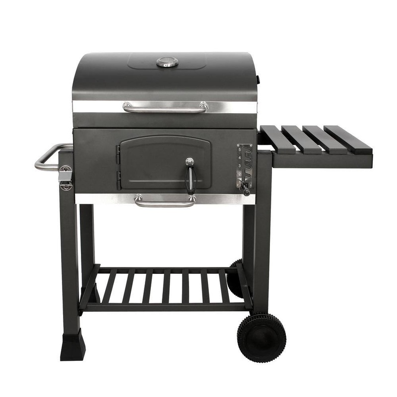 GRILLFEST SXC0546 Premium Charcoal Grill in Black with Folding shelf and built in thermometer | Bigbigmart.com