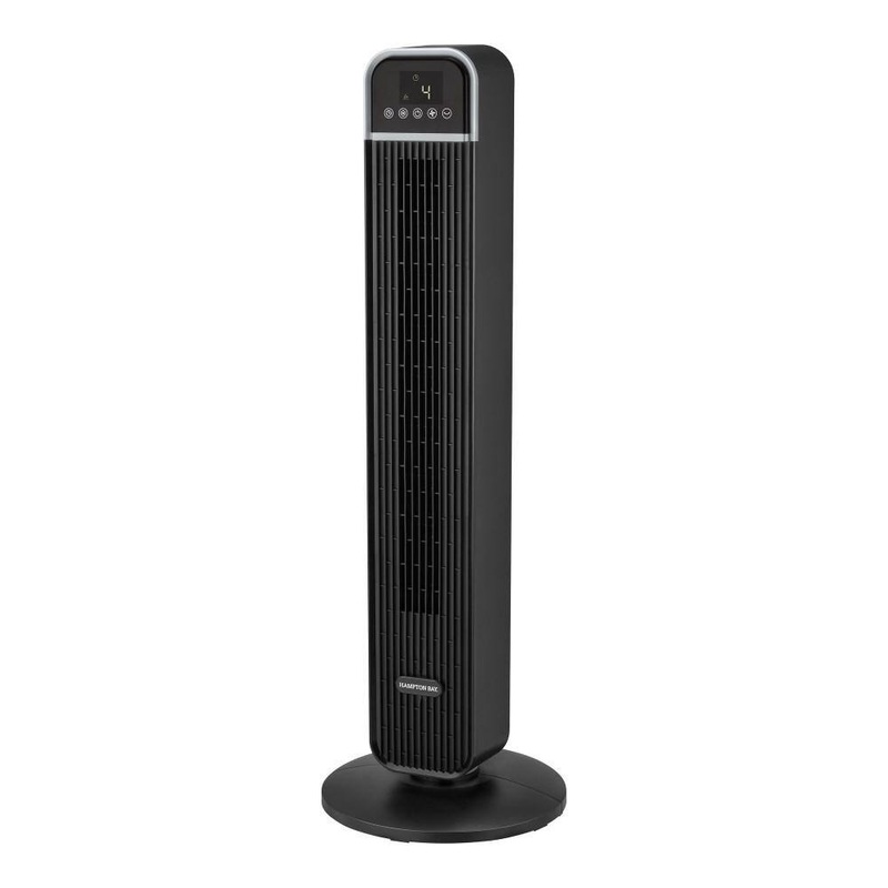 Hampton Bay FZ1025HRHD 36 in. 4-Speed Oscillating Tower Fan in Black with Remote Control and Easy Carry Handle | Bigbigmart.com