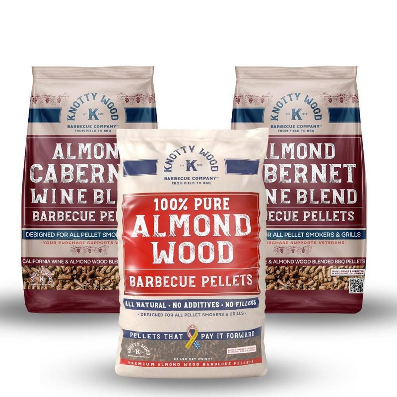 KNOTTY WOOD BARBECUE COMPANY 20 lbs. Cabernet Wine Almond Wood (2-Pack) Plus 20 lbs. Pure Almond Wood BBQ Smoker Pellets Combo Pack | Bigbigmart.com