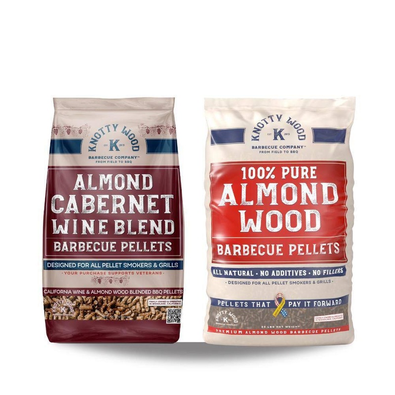 KNOTTY WOOD BARBECUE COMPANY 20 lbs. Cabernet Wine Wood BBQ Smoker Pellets Plus 20 lbs. Almond Wood BBQ Smoker Pellets Combo Kit | Bigbigmart.com