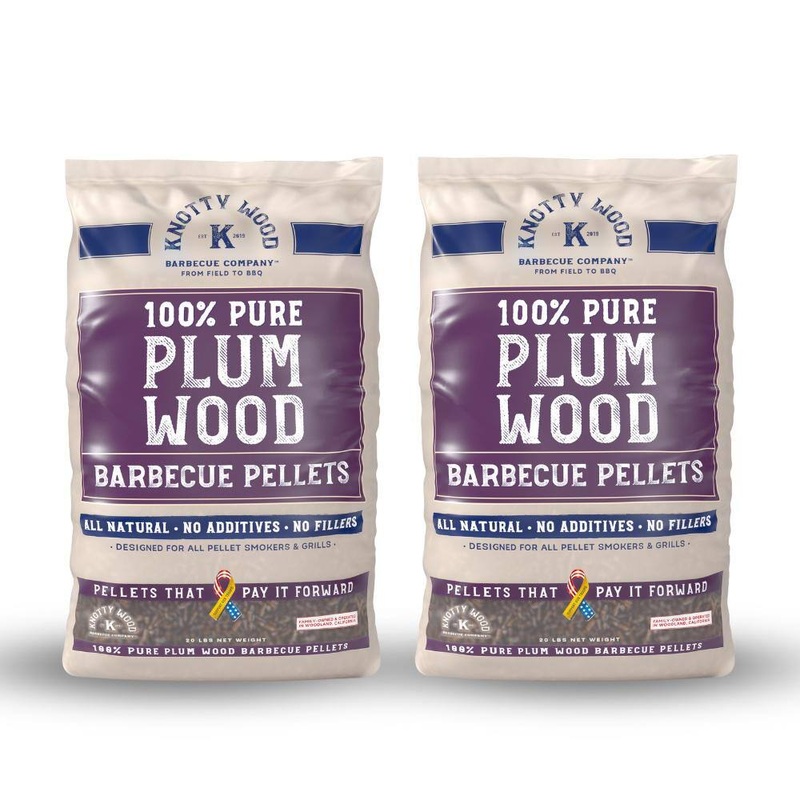 KNOTTY WOOD BARBECUE COMPANY Pure Plum Wood BBQ Pellets from Makers of The Only Almond Wood pellets (2-Pack) | Bigbigmart.com